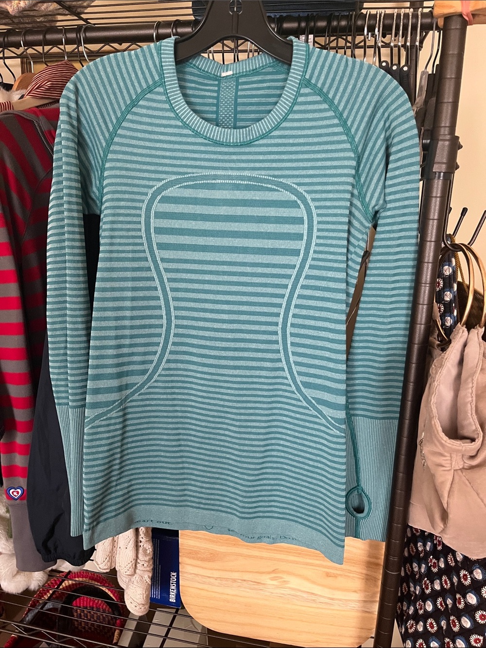 Lululemon Swiftly Tech Long Sleeve Shirt Teal Striped